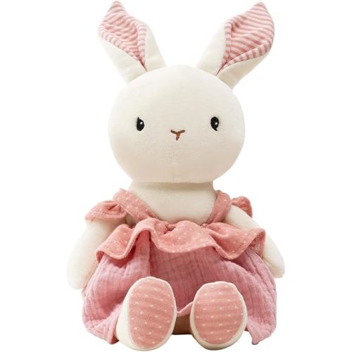 Bunny Stuffed Animal Organic Cotton Baby Plush Toys, 7" Easter Plush Bunny Soft Cuddly Toy for Babies and Toddlers