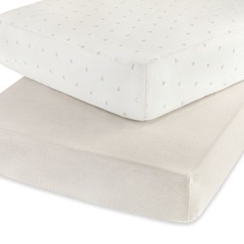 Ely's & Co. 2 Pack Jersey Crib Sheets Gingham Bear Collection - Tan