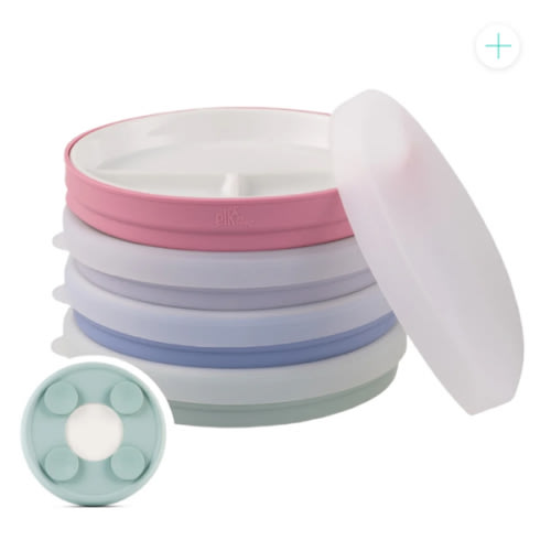 7.8"/20cm Porcelain Divided Plates Suction Sleeve + Lids