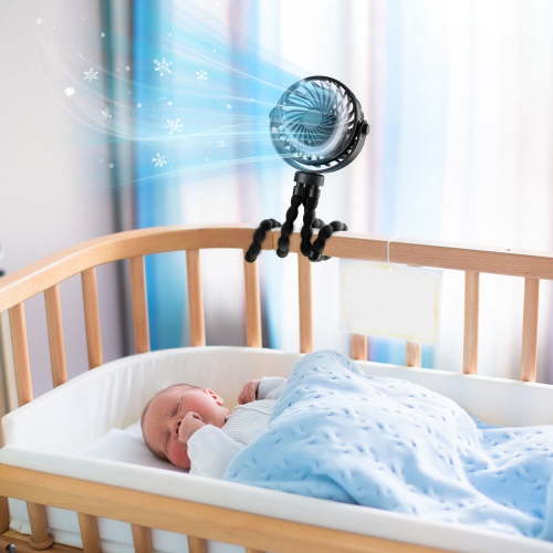 Battery Operated Stroller Fan,Portable Stroller Fan,USB Rechargeable Flexible Tripod Clip On Fan,for Car Seat Wagon Crib Bike Treadmill