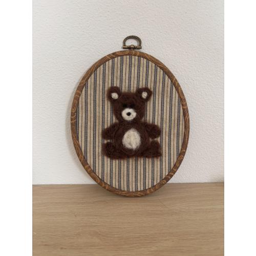 Hand Felted Teddy Bear - Nursery Decor, Baby Room, Toddler Room, Kids Room, Baby Shower Gift, Wall Decor