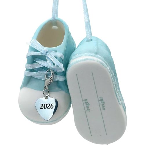 Ganz Baby Boy Shoe Personalized Ornament Blue Dated 2026 Babys First Christmas Ornament Booties for New Parents, Birth, for Boys 2026