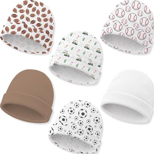 6 Pack Newborn Baby Hats Soft Cotton Infant Beanie Caps for Ages 0-6 Months