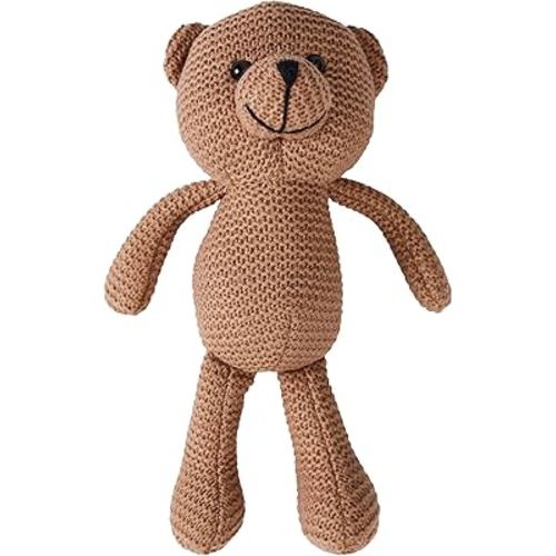 Teddy Bear, Cute, Knitted, 10" Stuffed Animal, Cotton Plush, Vintage, Brown, Unisex, 0+
