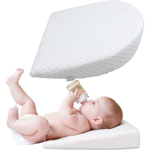 Casimer Pregnancy Wedge, Breathable, Premium Foam with Removable Cover, Pillow, White