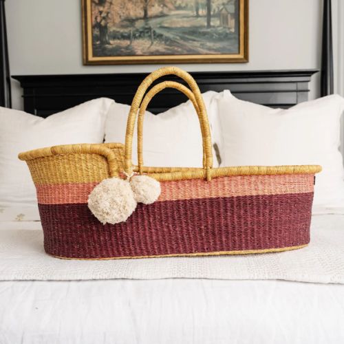 Pink Two ToneAfrican Moses Basket – Plum+Sparrow