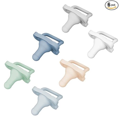 Dr. Brown's HappyPaci 100% Silicone, Newborn Baby Pacifiers 0-6 Months, BPA Free, White, Blue, Light