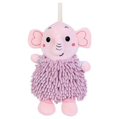 REGALWOVEN Soft Absorbent Chenille Cute Cartoon Elephant Hand Towel with Hanging Loop 7" x 11" 1 Pc