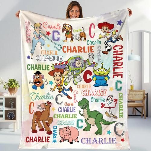 Personalized Toy Story Blanket, Disneyland Toy Story Fleece Blanket, Woody Buzz Lightyear Blanket, Birthday Boy Gift, Custom Name Blanket