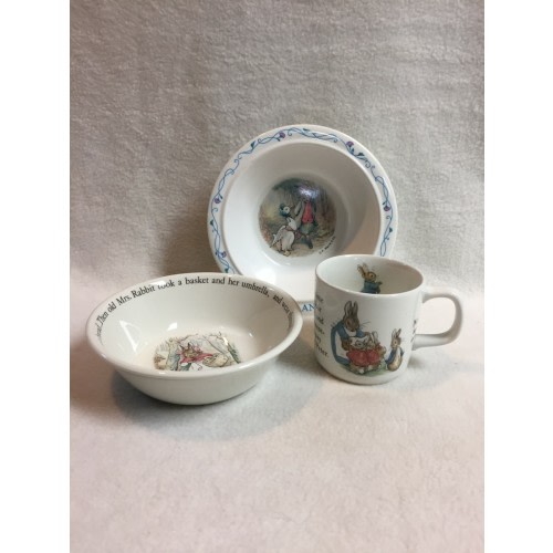 Wedgwood Beatrix Potter - Ceramic Peter Rabbit Child's Bowl/Cup (+Plastic Bowl)