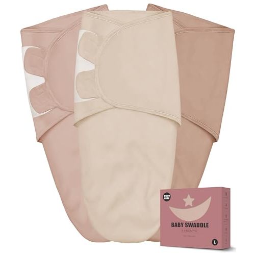 Newborn Swaddle Blanket Wrap 0-6 Months (3-Pack) - Adjustable Infant Sleep Sack, 100% Cotton Anti-Startle Soothing Sack, Soft Breathable Nursery Bedding - Warm Harvest