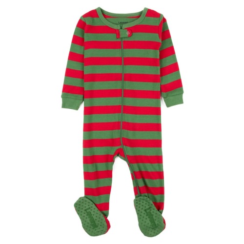 Striped Cotton Footed Pajamas, 0-3M