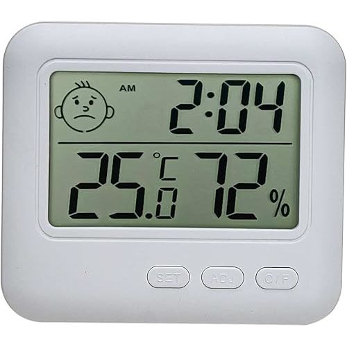 Indoor Thermometer Hygrometer Humidity Time Monitor Large LCD Display with Alarm Clock