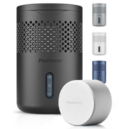 Pro Breeze Osmo Moisture Absorber, Silent & Refillable Dehumidifier for Home, Bedroom, Wardrobe and Bathroom, 1.54lb Refillable Tablet, Non-Electric, Black