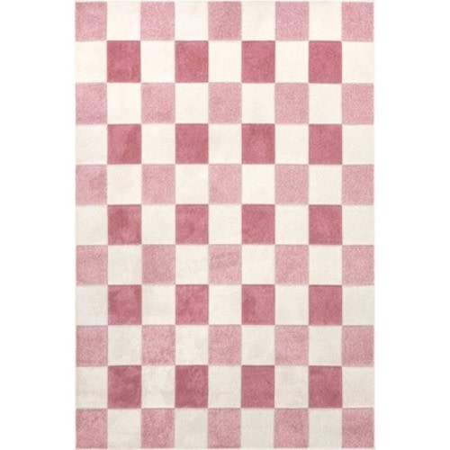 Nuloom Aubrey Checkered 5x8 Indoor Area Rug for Living Room Bedroom Dining Room Kitchen, Pink/Cream
