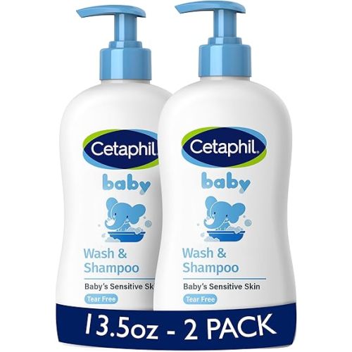 Cetaphil Baby Wash & Shampoo, 13.5oz Pack of 2, Hypoallergenic, Gentle Enough for Everyday Use, Soap Free