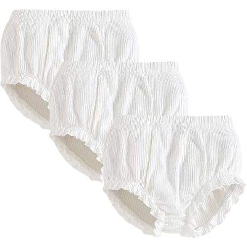 SOBOWO 3-Pack Bloomers for Baby Girls Diaper Covers Ribbed Ruffle Solid Triangle Baby Girl Shorts Summer Toddler Underwear