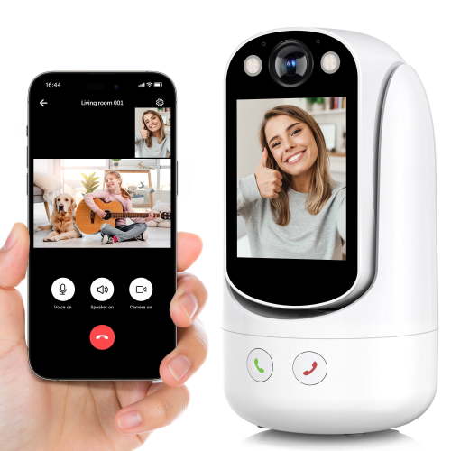 GPED Baby Monitor with Two Way Video Call, 1080P HD Wifi Home Security Camera W/ 2.8” Screen for Baby/Pet Monitor, One-Click Call & AI Motion Detection & Full-Color Night Vision for Baby Pet Elderly
