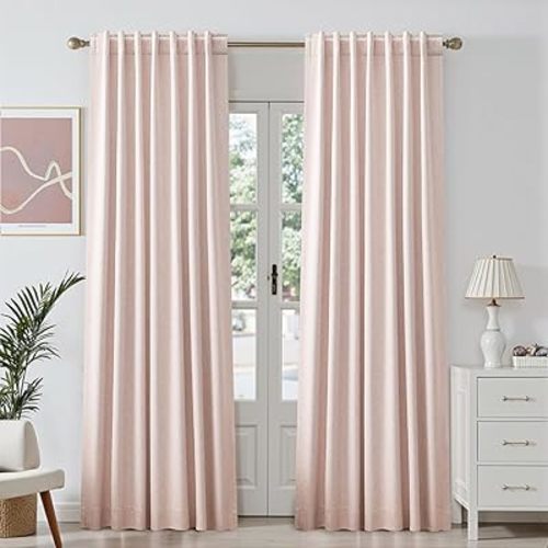 Pink Blackout Curtains 90 Inch Long for Living Room 2 Panels Set