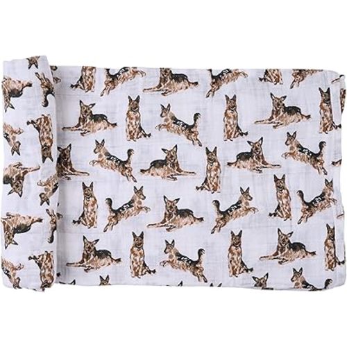 Mud Pie Baby Dog Breed Swaddle Blanket, German Shepherd 47" x 47"