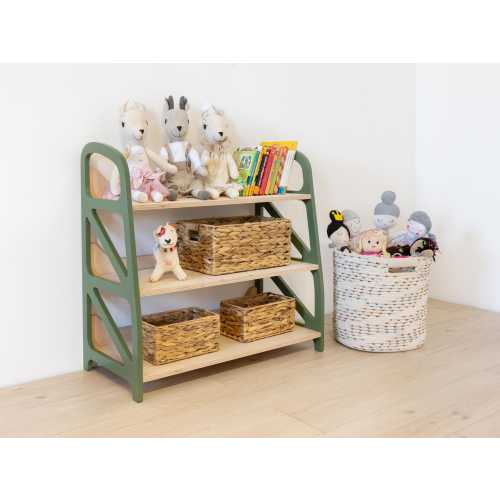 Handmade Montessori Bookshelf for Kids – Wooden Front-Facing Shelf – 3-Tier Organizer, Multiple Sizes for Nursery Storage, Eco-Friendly