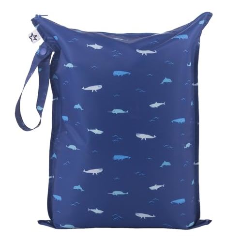 Tiny Twinkle Mess Proof Wet Bags | 1-Pack Reusable Waterproof Wet Bags for Swimsuits | Baby Clothes | Travel & Diaper Bag (Ocean Life)