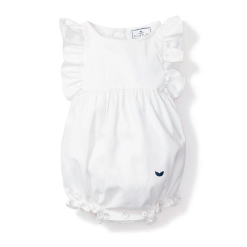 Baby's Twill Ruffled Romper in White