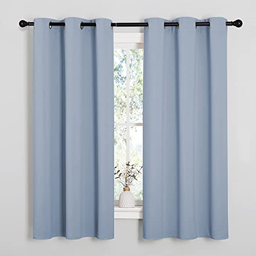 NICETOWN Bedroom Blackout Curtains for Windows, Vintage Blue Window Treatment Drapes, Home Fashion Thermal Insulated Blackout Curtain Panels for Bedroom (1 Pair, 42 inches Wide by 63 inches Long)