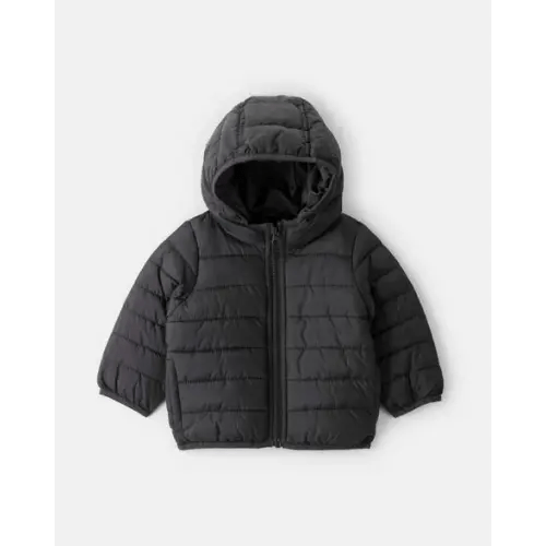 12M Midweight Packable Puffer - Black | Carter's
