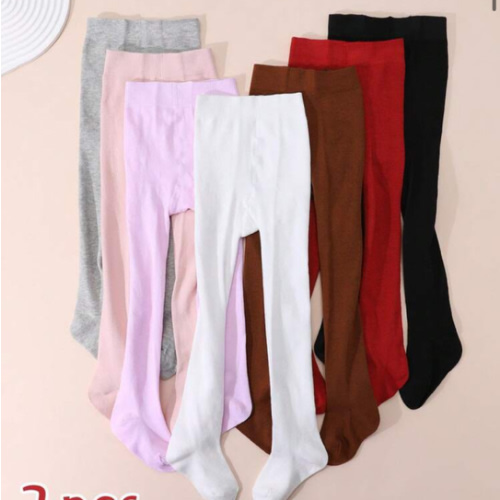 7pcs Girls' Solid Color Leggings/Tights, Suitable For Students Everyday Wear, All Seasons