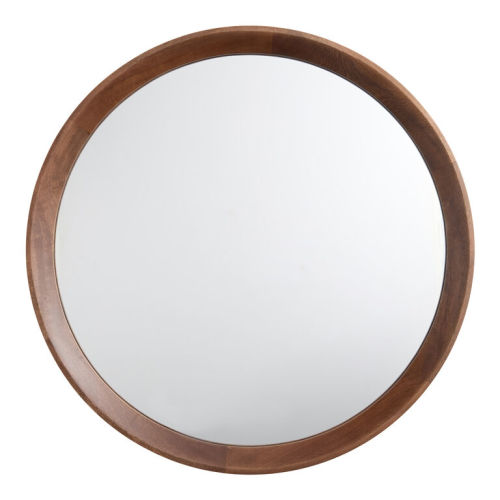 Round Walnut Mango Wood Concave Wall Mirror