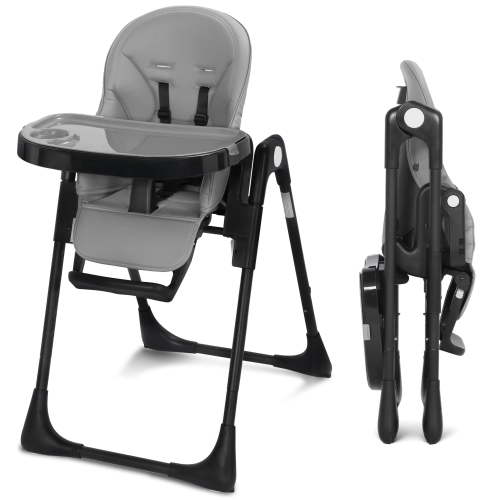 AILEEKISS Foldable High Chair for Baby, Toddler Eating Chair with Detachable Double Trays, Grey