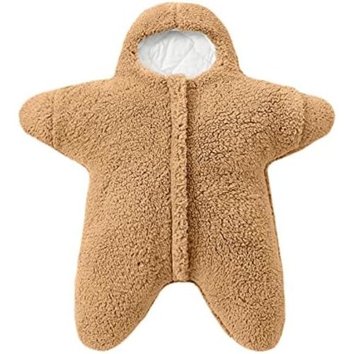Newborn Infant Boys Girls Solid Star Shape Clothes Winter Thick Fleece Warm Hooded Romper Bodysuit Jumpsuit