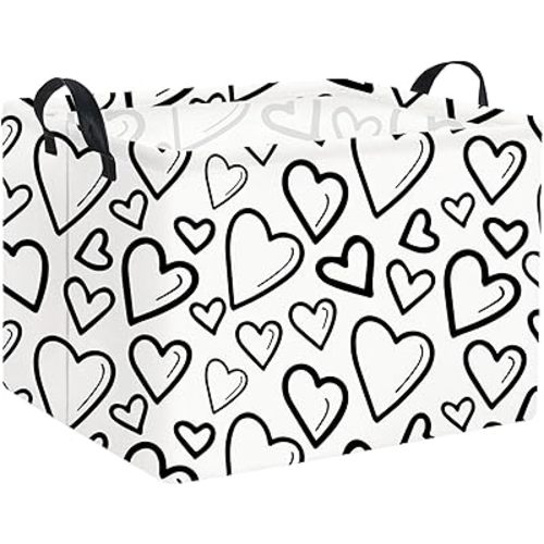 Rectangular Heart Basket Kids Baby Girls Basket Cute Toy Storage Bin Organizer Shelf Book Love Room Decor(Black Light Heart)