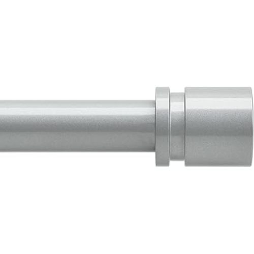 Curtain Rods for Windows 16 to 48 or 60 Inches Max Adjustable Length 1 Inch Diameter Window Curtain Rod with Aluminium End Cap, Silver Gray