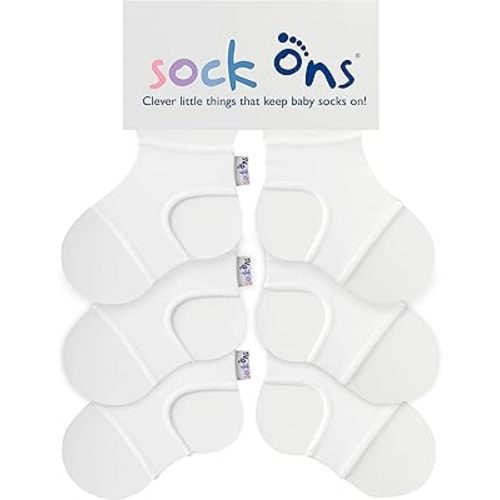 Sock Ons Clever Little Things That Keep Baby 3 Pack - White, 0-6 Months