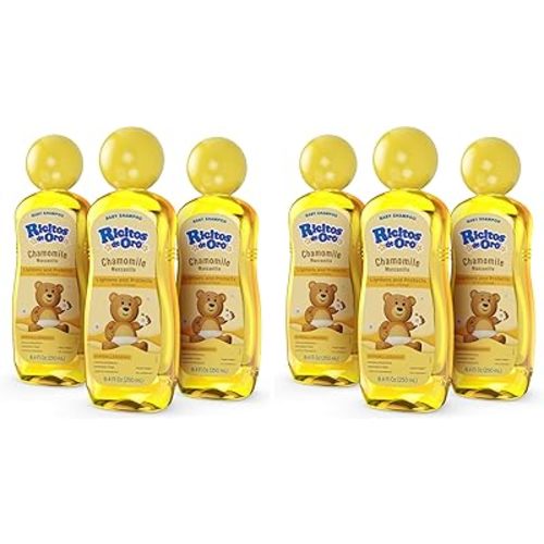 Ricitos de Oro Baby Shampoo with Chamomile – Gentle and Tear-Free Formula for Babies and Kids,Natural Lightening-and Soft Conditioning Hair Care,Paraben-Free,Safe Daily Use,8.4 fl oz,(Pack of 6)