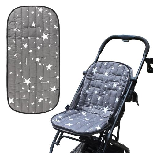 Stroller Seat Liner Breathable Cotton Stroller Cushion Universal Baby Pushchair Seat Liner Pram Insert Pad for Stroller Car Seat Jogger Buggy High Chair (Gray-Star)