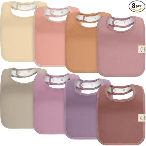 KeaBabies 8-Pack Organic Baby Bibs for Boys, Girls - Super Absorbent Cotton Drool Bibs for Baby Girl & Boy, Teething Toddler, Drooling Newborn, Ultra Soft & Machine Washable (Mauve)