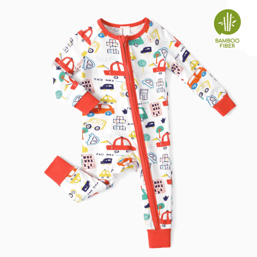 PatPat Bamboo Baby Pajamas Baby Girl Gifts Snug Fit Zipper Long-Sleeved Baby Bodysuits Sleepwear,0-24 Months