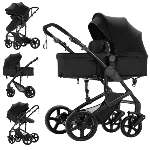 2 in 1 Baby Stroller Lightweight Pushchair Portable Infant Stroller with Storage Bag,Cup Holder, for Newborn/Child/Toddler,Unisex,BLACK