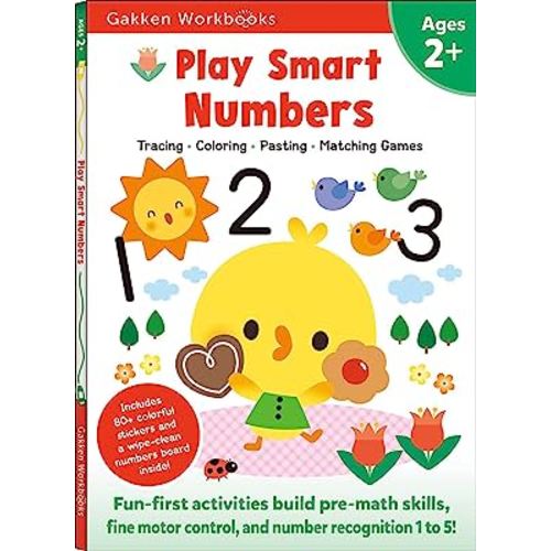 Play Smart Numbers Age 2+: Preschool Activity Workbook with Stickers for Toddler Ages 2, 3, 4: Learn Pre-math Skills: Numbers, Counting, Tracing, Coloring, Shapes, and More (Full Color Pages)
