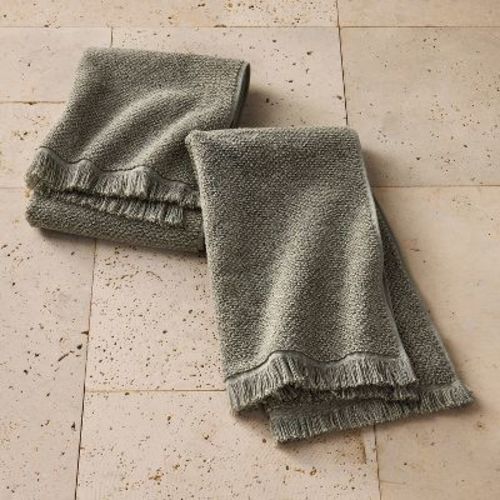 2pk Organic Texture Hand Towel Olive - Casaluna™