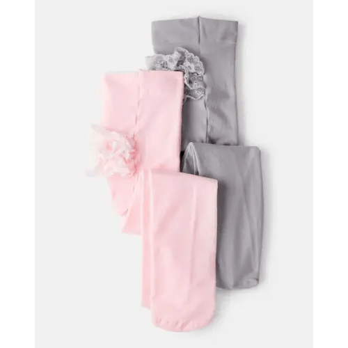 Baby Girl 2-Pack Tights - Pink/Grey | Carter's