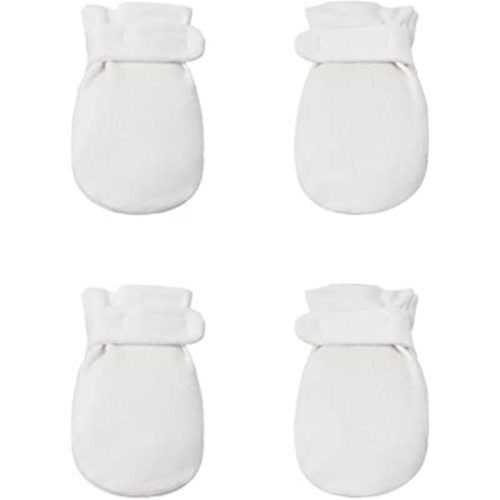Newborn Baby No Scratch Mittens Stay On, 100% Cotton Breathable, Adjustable Infant Gloves for Baby Boys Girls Mittens