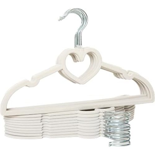 Hangers- 18 Pack Kids Hangers, Heart Shape Cutout- Gray