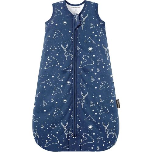 Mosebears Sleep Sack Baby Winter Wearable Blanket with 2-Way Zipper,2.5 TOG Cotton Sleep Sack Unisex(Navy Blue,6-12 Months)