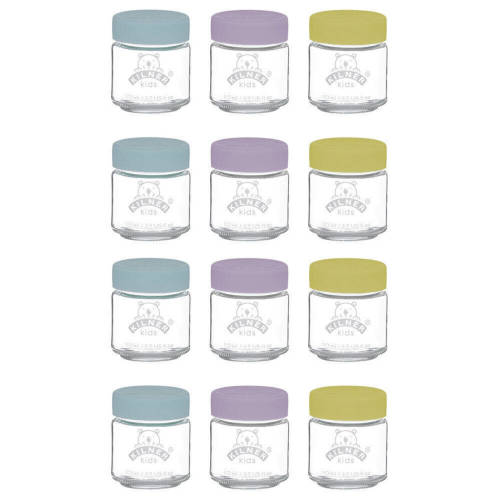 Kilner Kids 12pc Glass Jar Canister Baby Food Storage Set W/ Lid 110ml