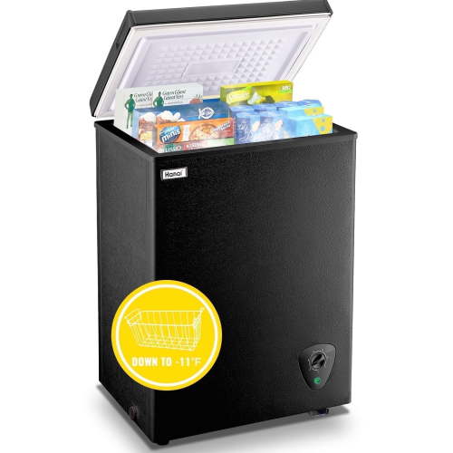 WANAI 3.5 cu ft Chest Freezer with 7 Gears Temp Control, Black Deep Freezers Space-saving one basket
