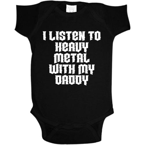 I Listen to Heavy Metal with My Daddy Baby One Piece or Toddler T-Shirt
